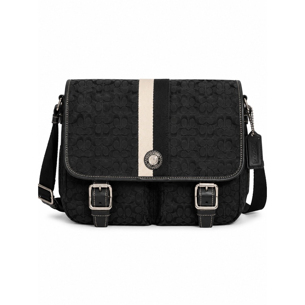 Coach Signature Jacquard Messenger Bag Black F70182 Crossbody